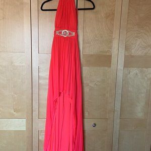 Coral Halter High Low Dress